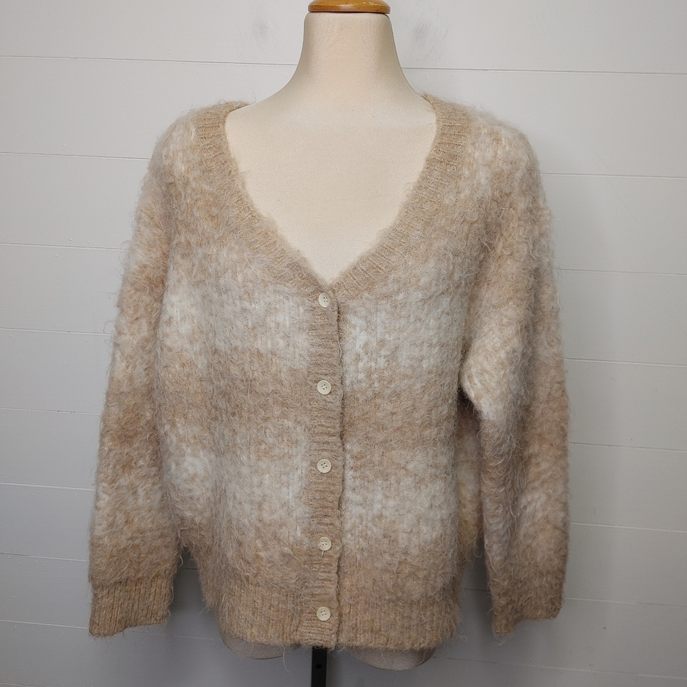 Oak + Fort fluffy wool blend oversized cardigan S